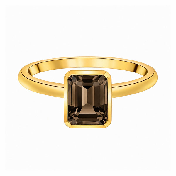 9ct yellow gold 9mm x 7mm smoky quartz ring