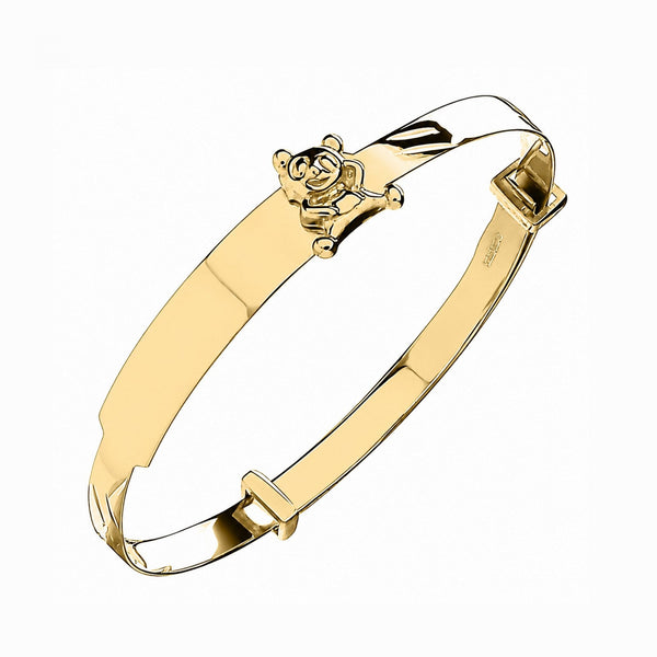 9ct yellow gold 3.00mm baby teddy ID bangle