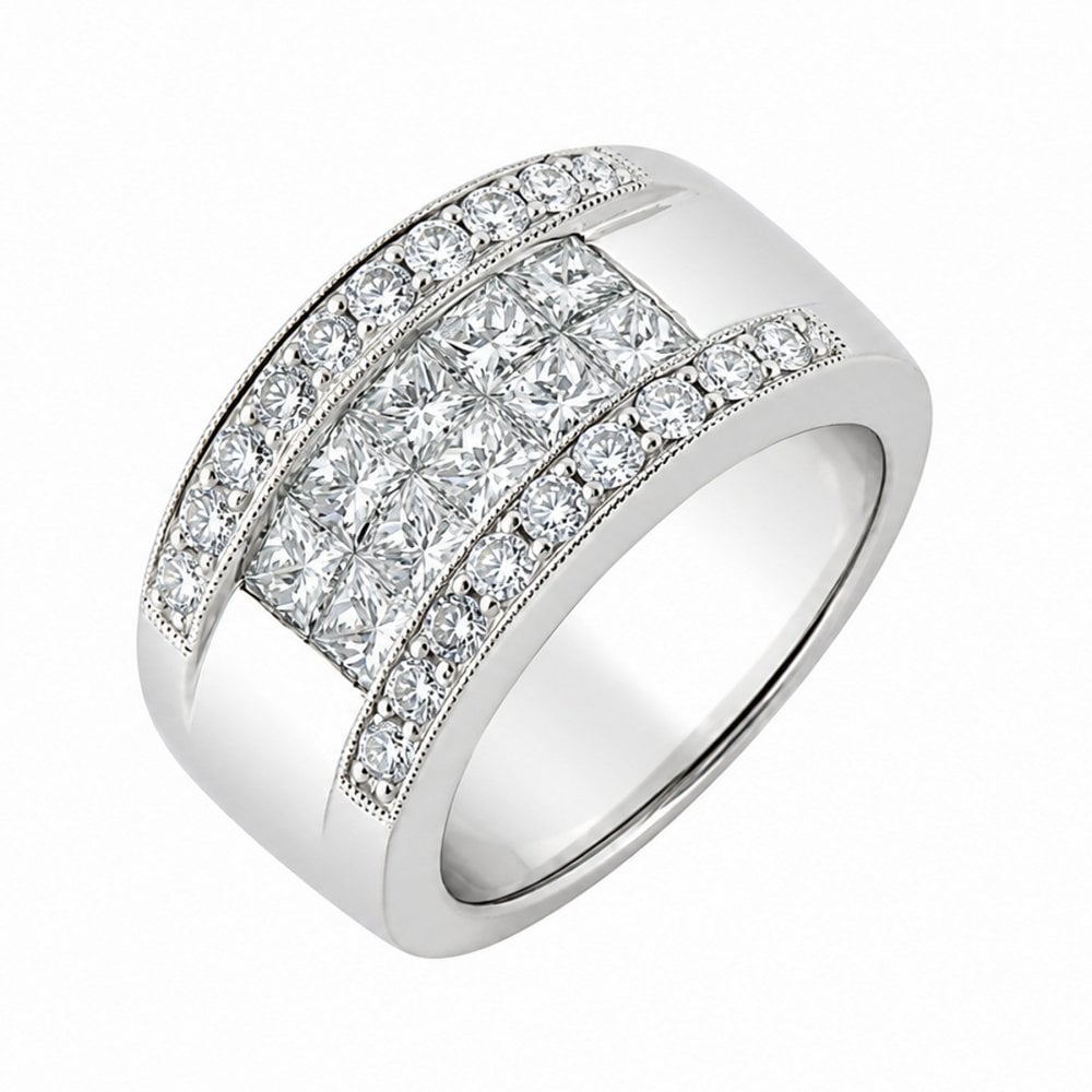 18ct white gold 2.23ct princess & round cut diamond ring