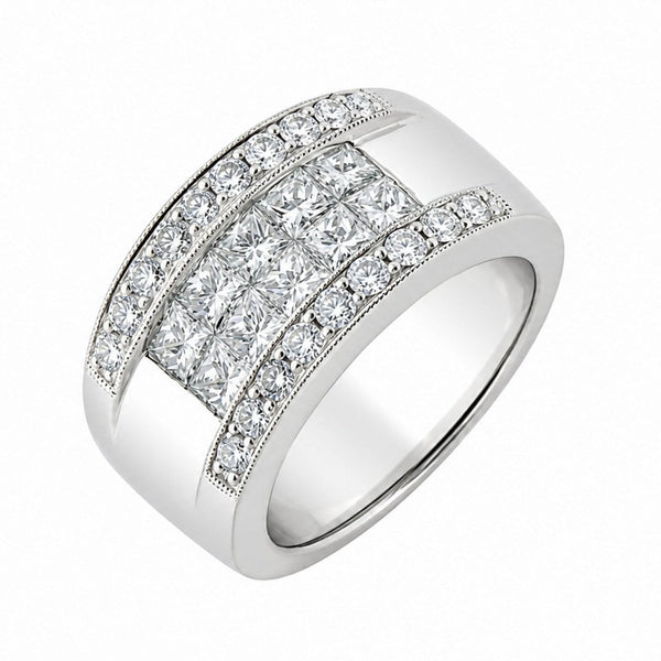 18ct white gold 2.23ct princess & round cut diamond ring