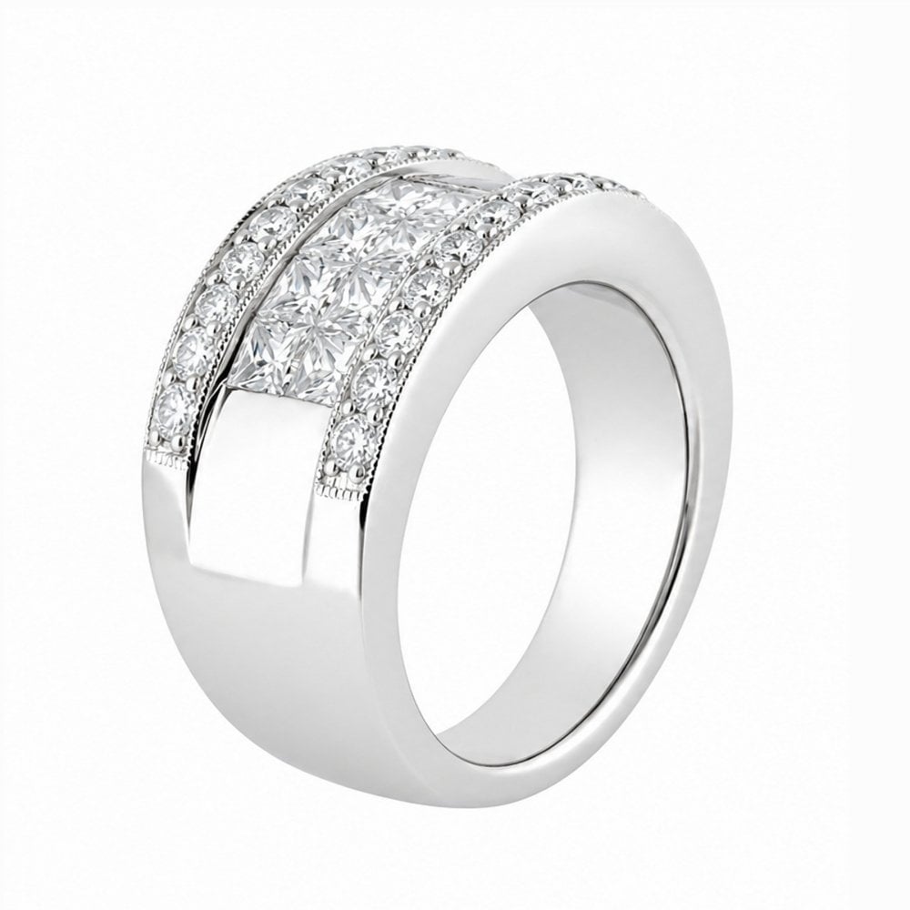 18ct white gold 2.23ct princess & round cut diamond ring