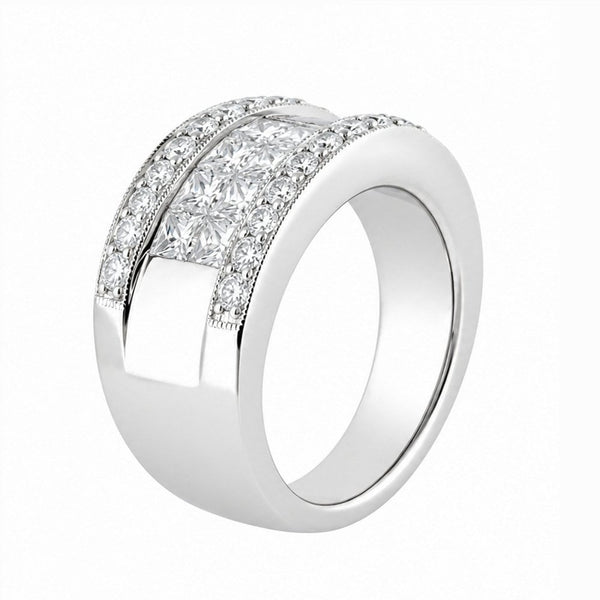 18ct white gold 2.23ct princess & round cut diamond ring