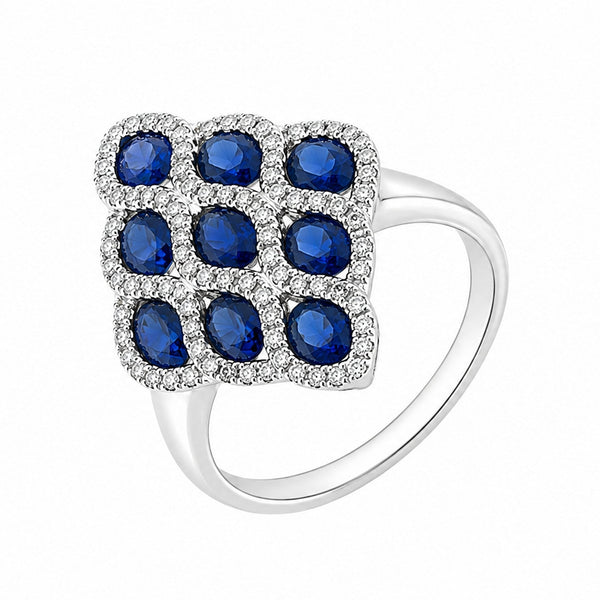 18ct white gold 2.65ct sapphire & 0.30ct diamond peacock ring