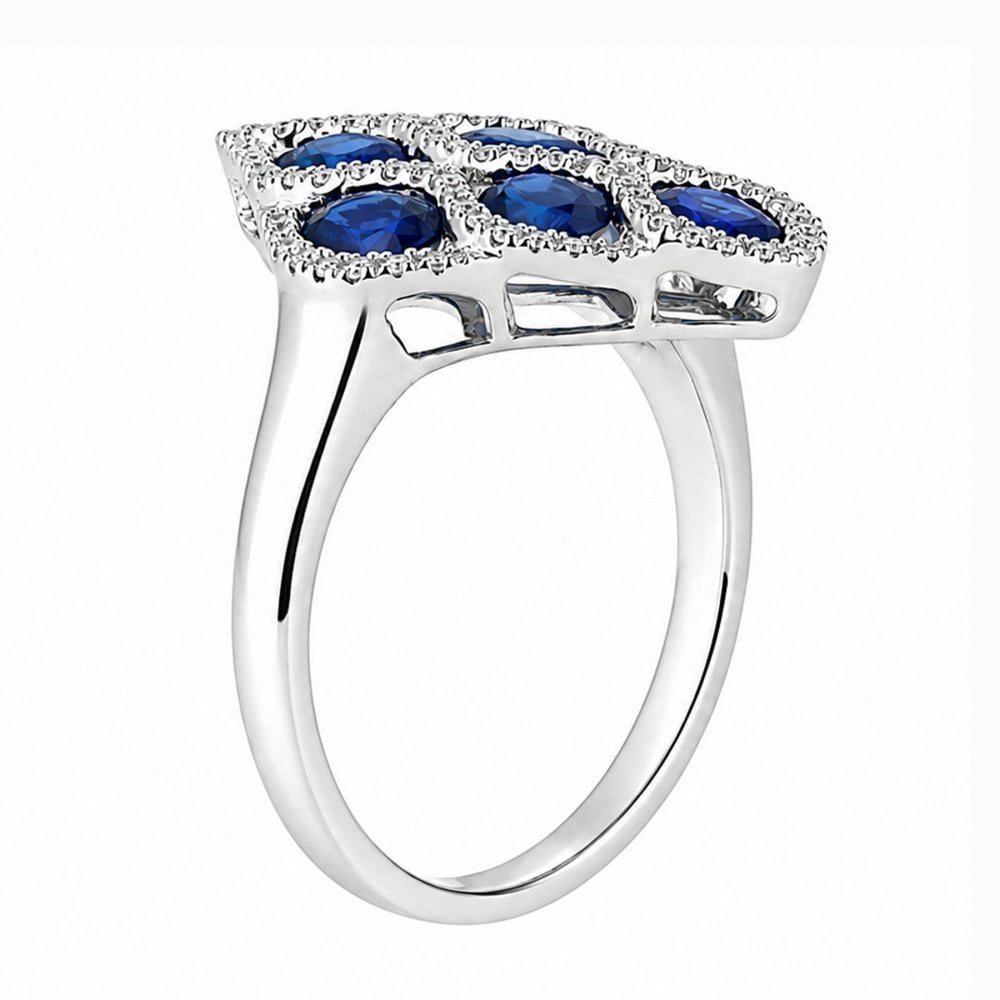 18ct white gold 2.65ct sapphire & 0.30ct diamond peacock ring