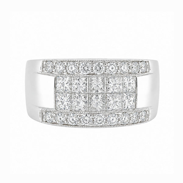 18ct white gold 2.23ct princess & round cut diamond ring