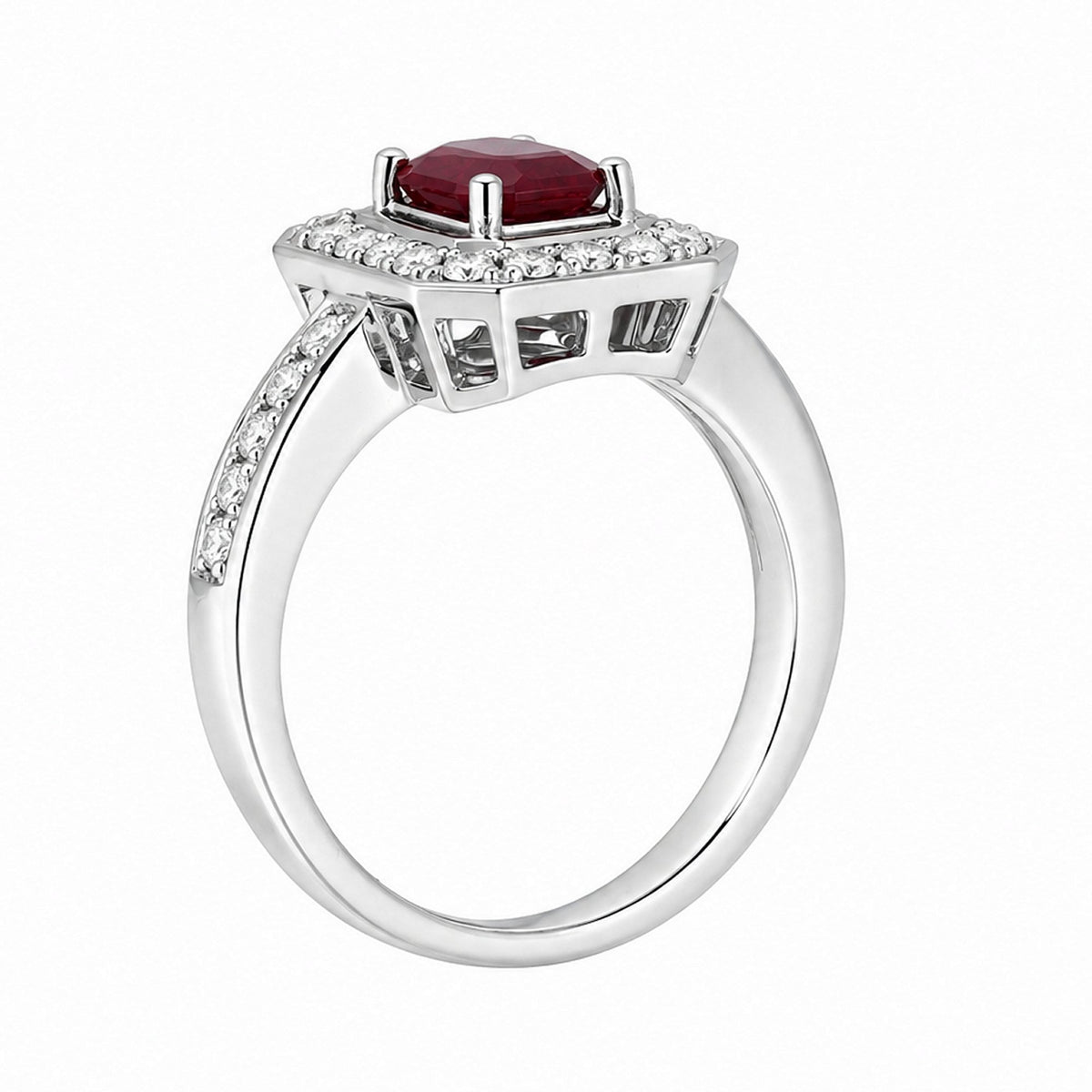 Platinum 1.05ct ruby & 0.48ct diamond cluster ring