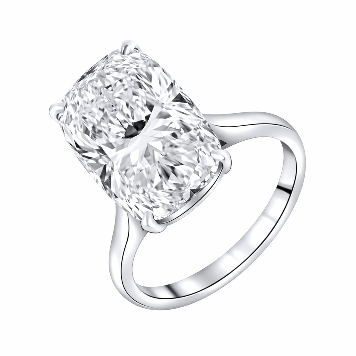 Lab grown platinum 10.20ct E VVS2 elongated cushion diamond ring