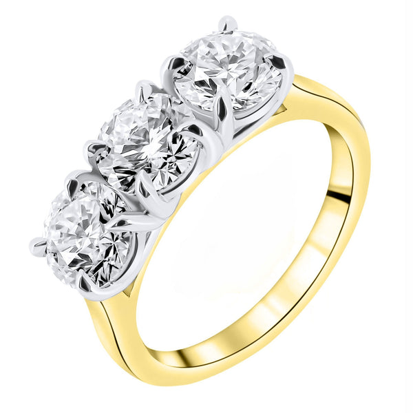 LG 18ct yellow gold 3.00ct D VVS2 IGI round diamond 3 stone ring