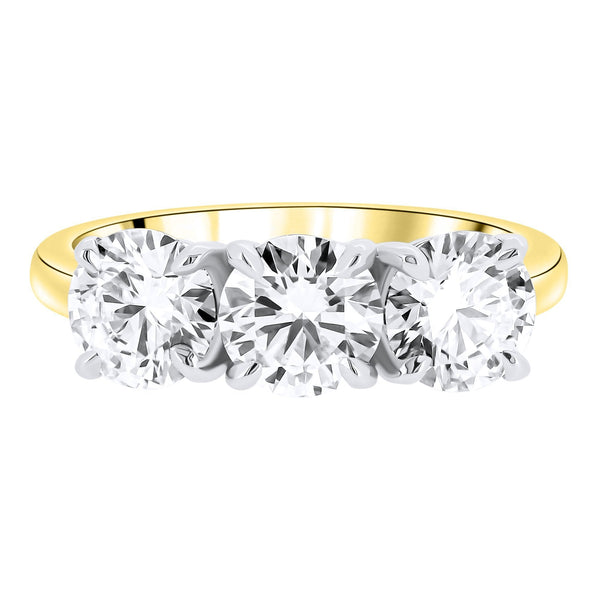LG 18ct yellow gold 3.00ct D VVS2 IGI round diamond 3 stone ring