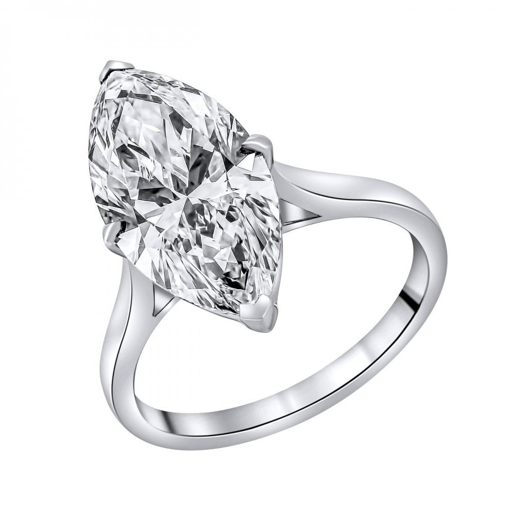 Lab grown platinum 4.03ct D VVS2 IGI marquise cut diamond ring