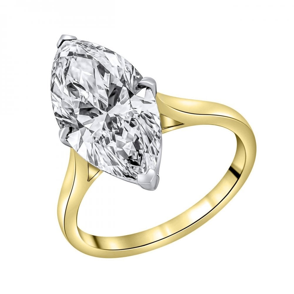 LG 18ct yellow gold 4.04ct D VVS2 IGI marquise cut diamond ring