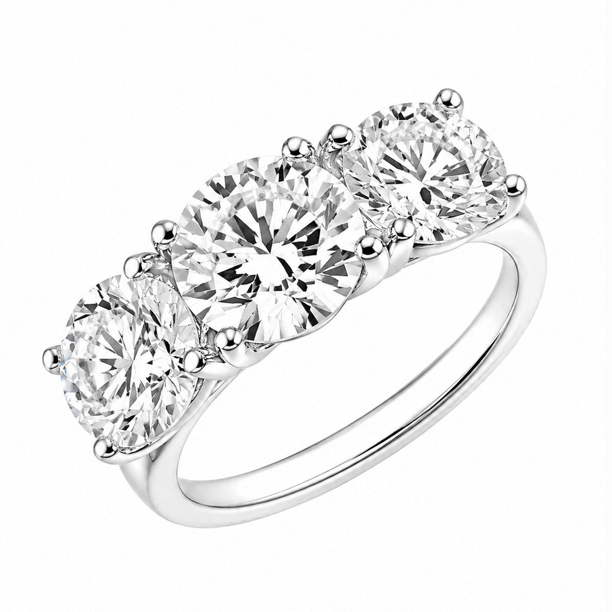 Platinum 5.01ct D VS2 GIA round brilliant 3 stone diamond ring