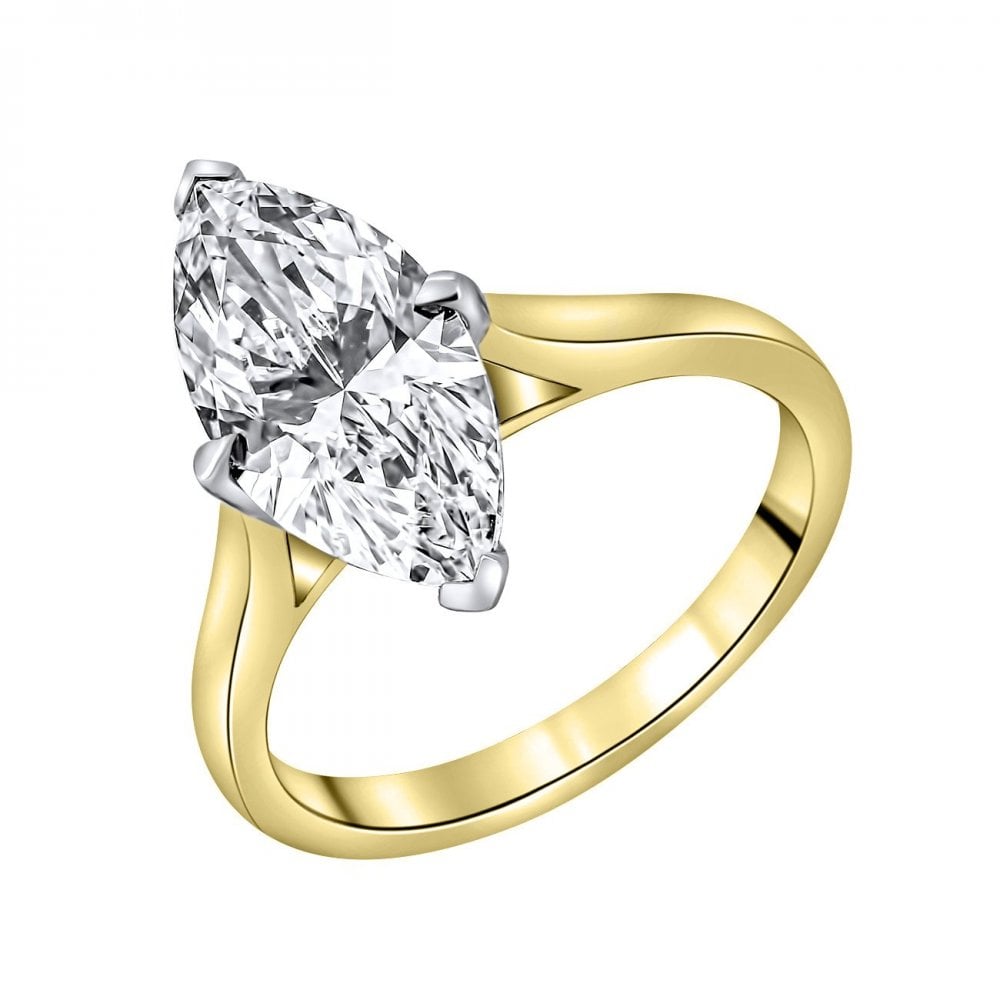 LG 18ct yellow gold 3.04ct D VVS2 IGI marquise diamond ring