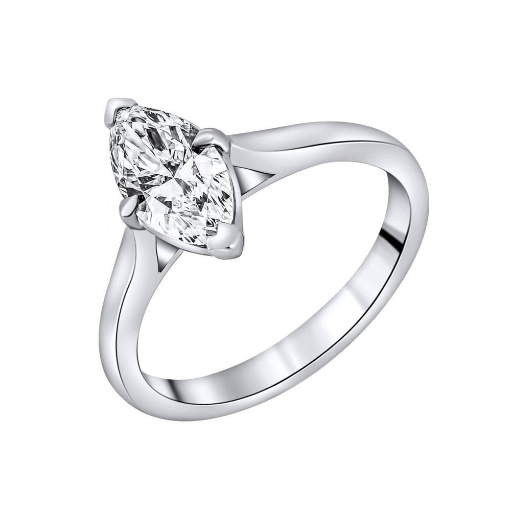 Lab grown platinum 1.08ct D VVS2 IGI marquise cut diamond ring