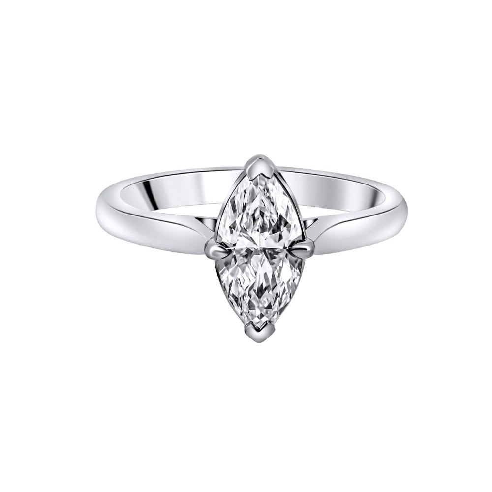 Lab grown platinum 1.08ct D VVS2 IGI marquise cut diamond ring