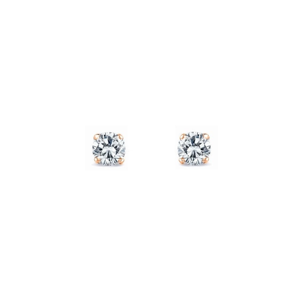 18ct rose gold 0.51ct round brilliant cut diamond stud earrings