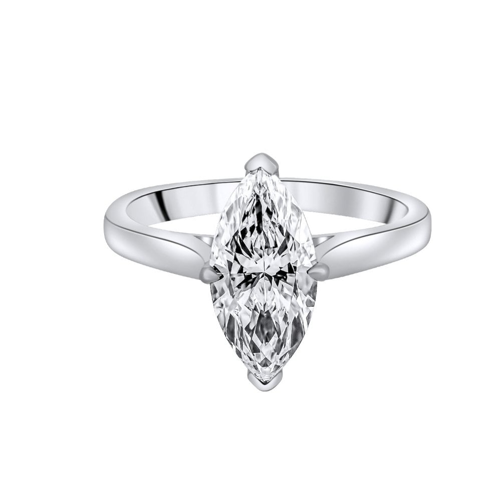 Lab grown platinum 2.07ct D VVS2 IGI marquise cut diamond ring