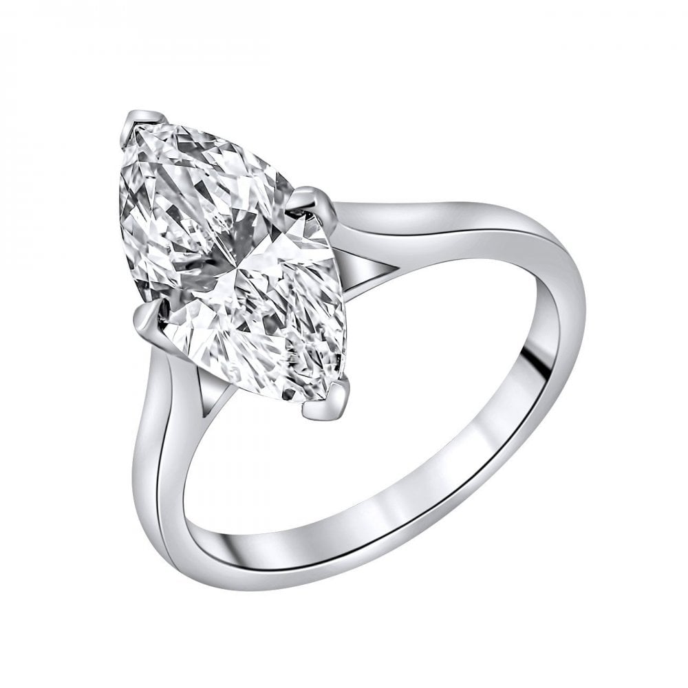Lab grown platinum 3.09ct D VVS2 IGI marquise cut diamond ring