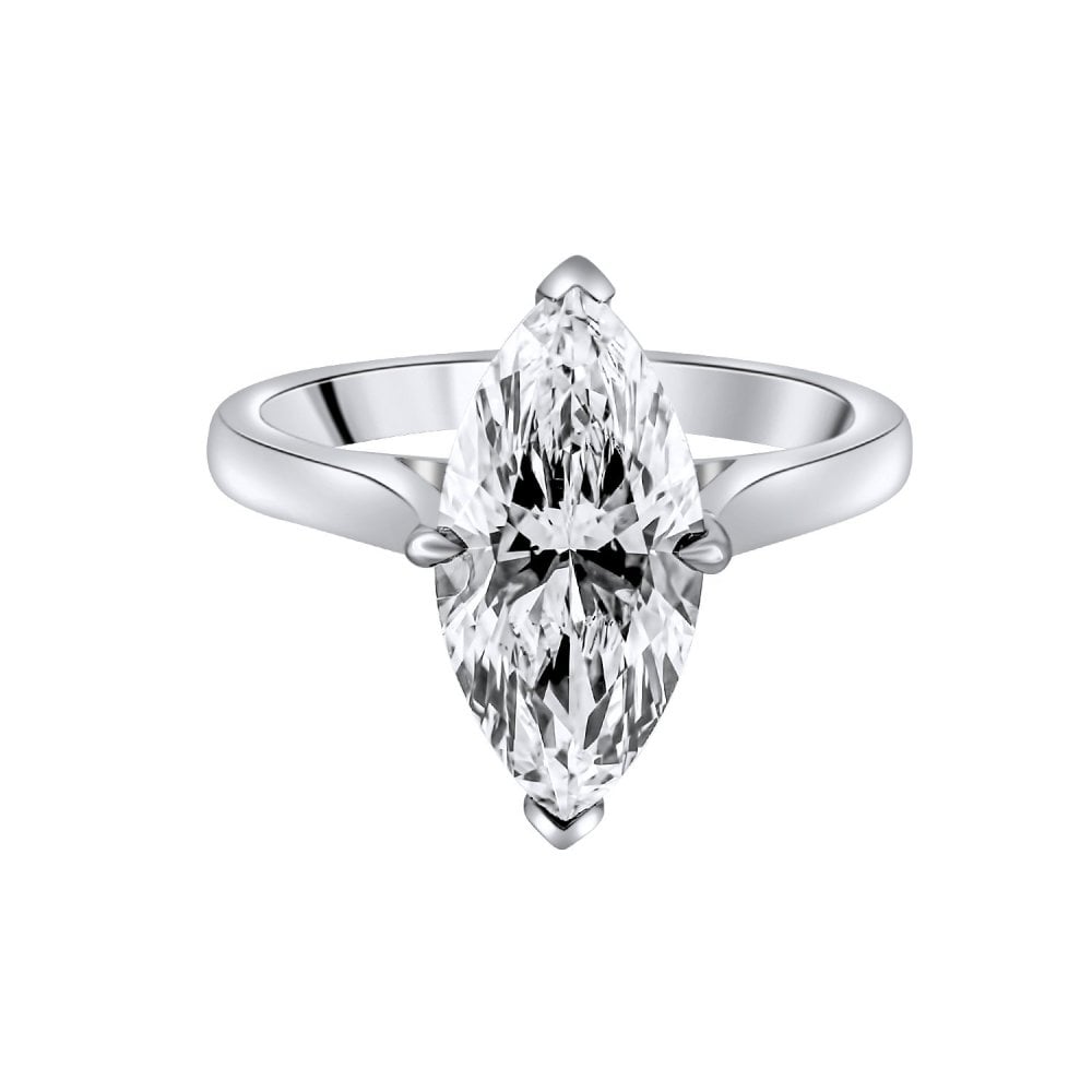 Lab grown platinum 3.09ct D VVS2 IGI marquise cut diamond ring