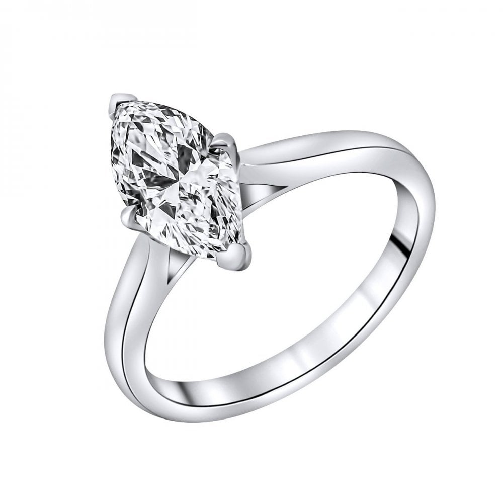 Lab grown platinum 1.50ct D VVS2 IGI marquise cut diamond ring