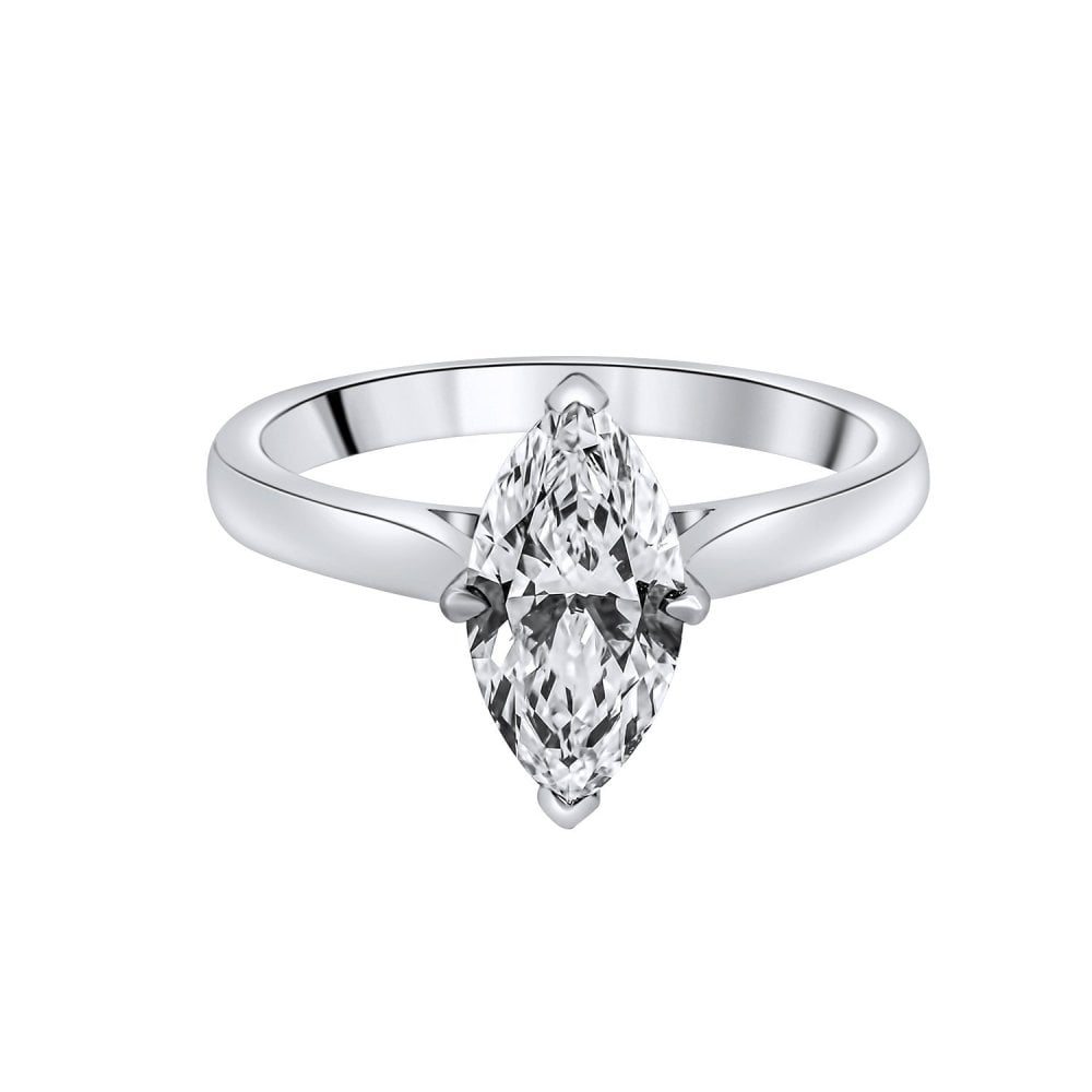 Lab grown platinum 1.50ct D VVS2 IGI marquise cut diamond ring