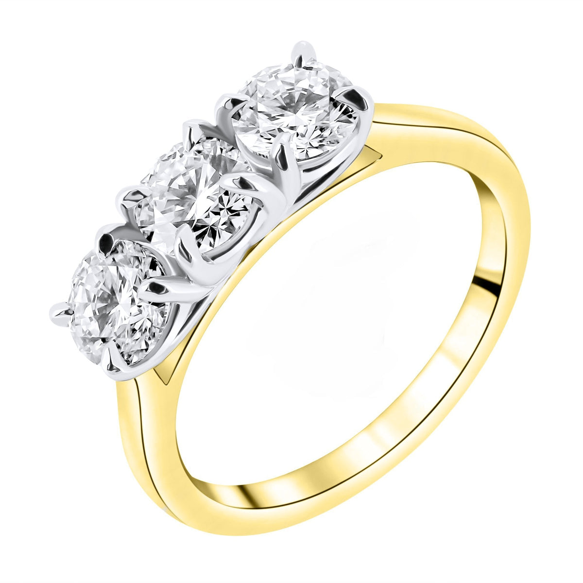 LG 18ct yellow gold 1.53ct D VVS2 IGI round diamond 3 stone ring