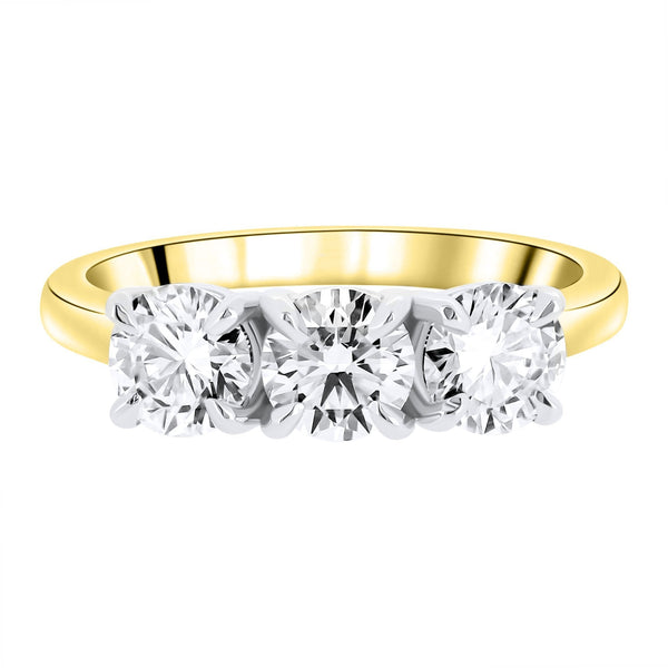 LG 18ct yellow gold 1.53ct D VVS2 IGI round diamond 3 stone ring