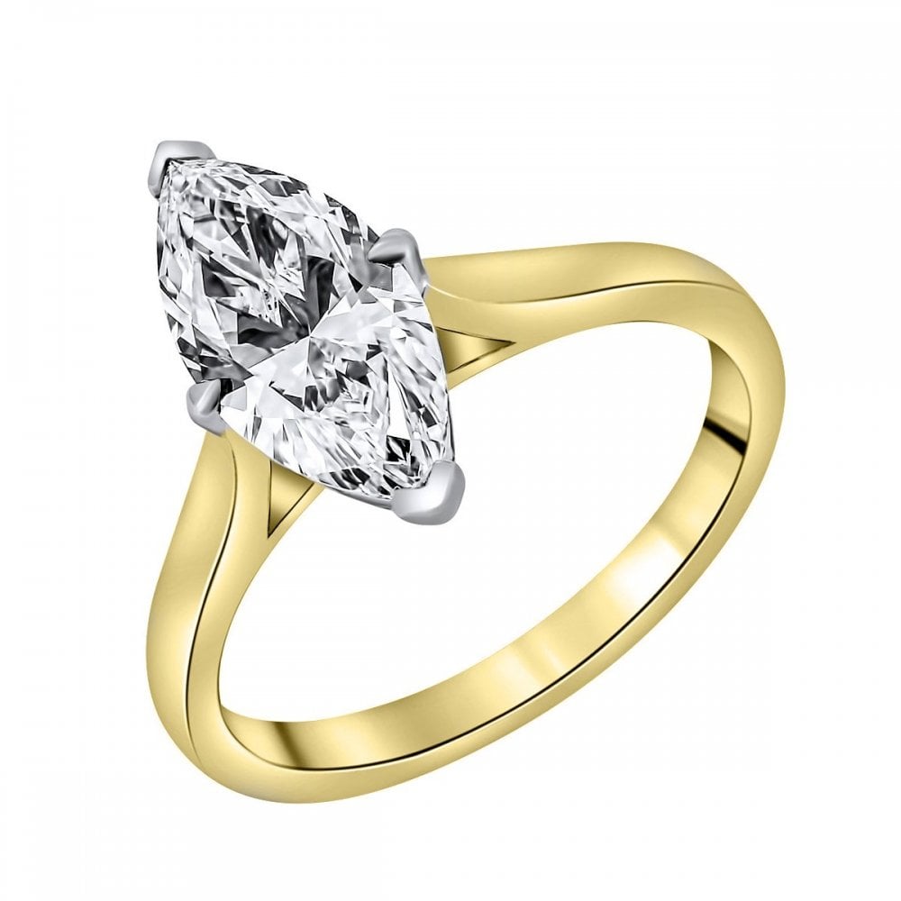 LG 18ct yellow gold 2.03ct D VVS2 IGI marquise cut diamod ring