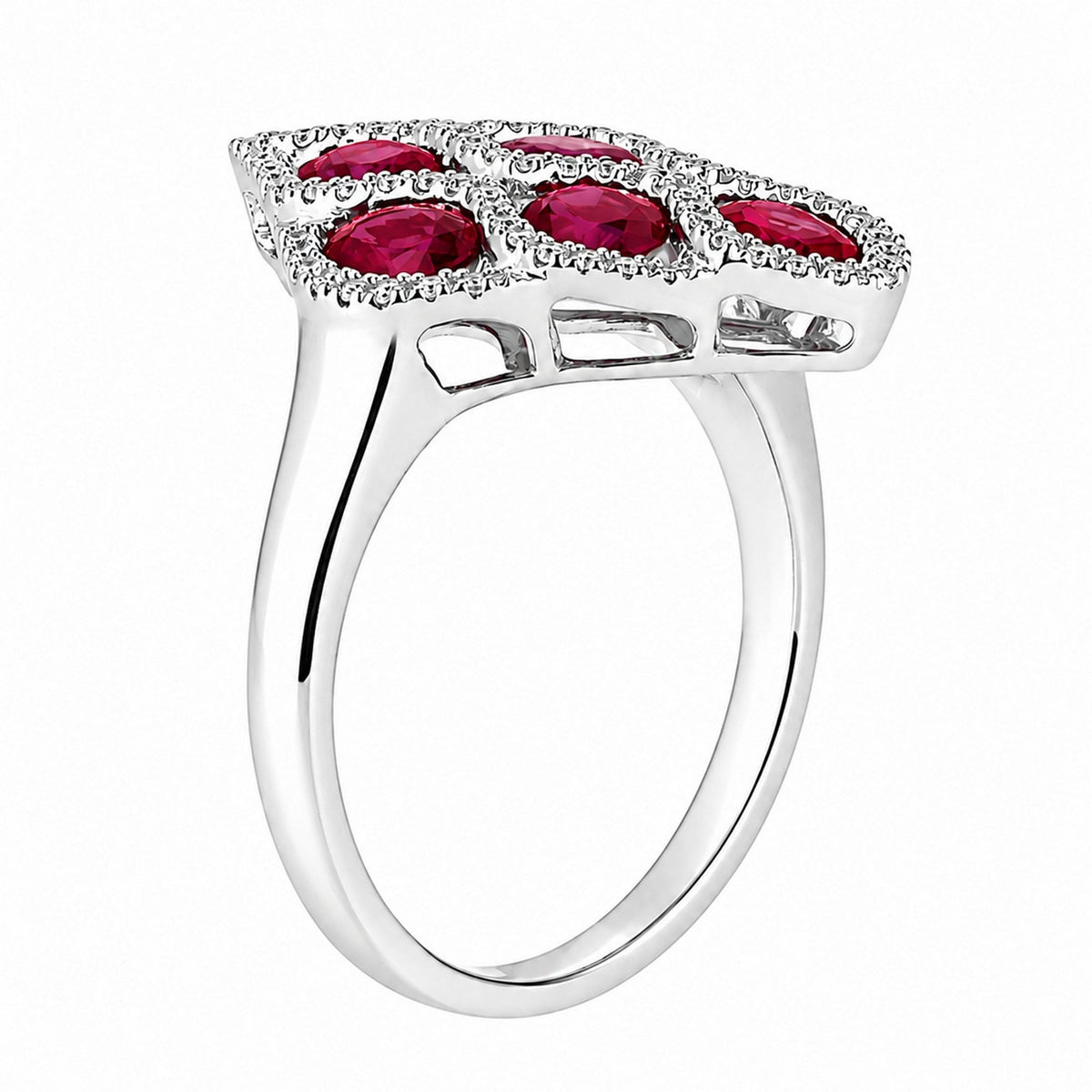 18ct white gold 2.70ct ruby & 0.30ct diamond peacock ring