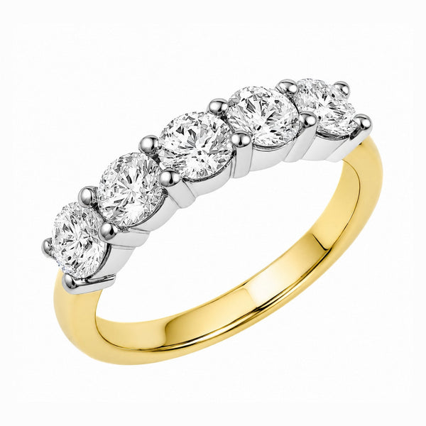 18ct yellow gold 1.50ct F VS2 GIA diamond 5 stone ring
