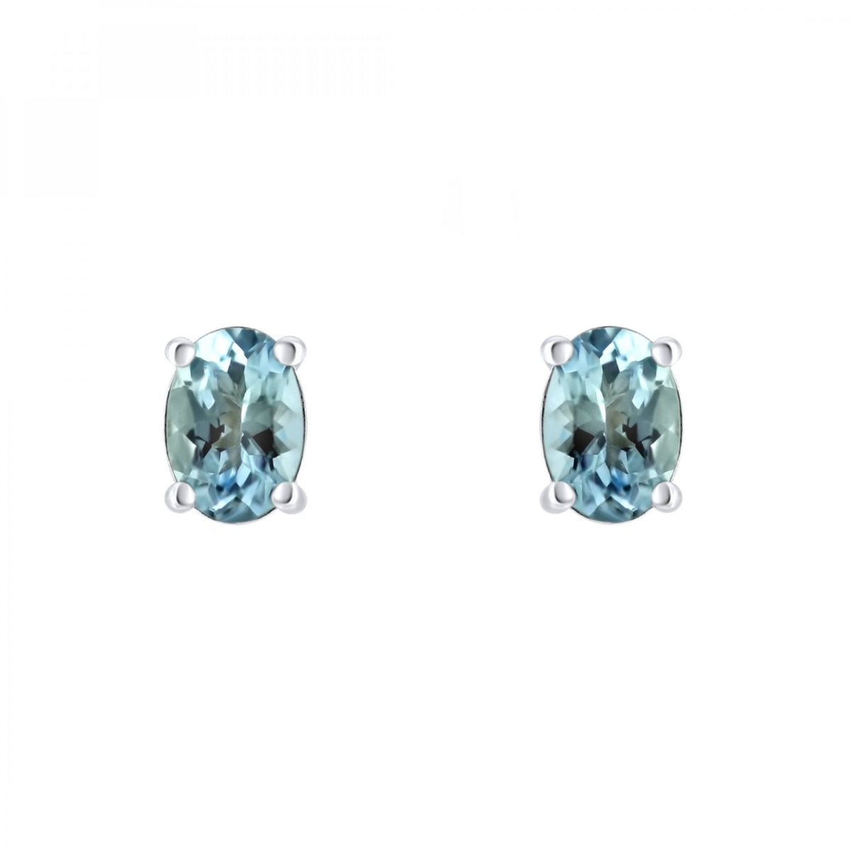 Platinum 7mm x 5mm aquamarine stud earrings