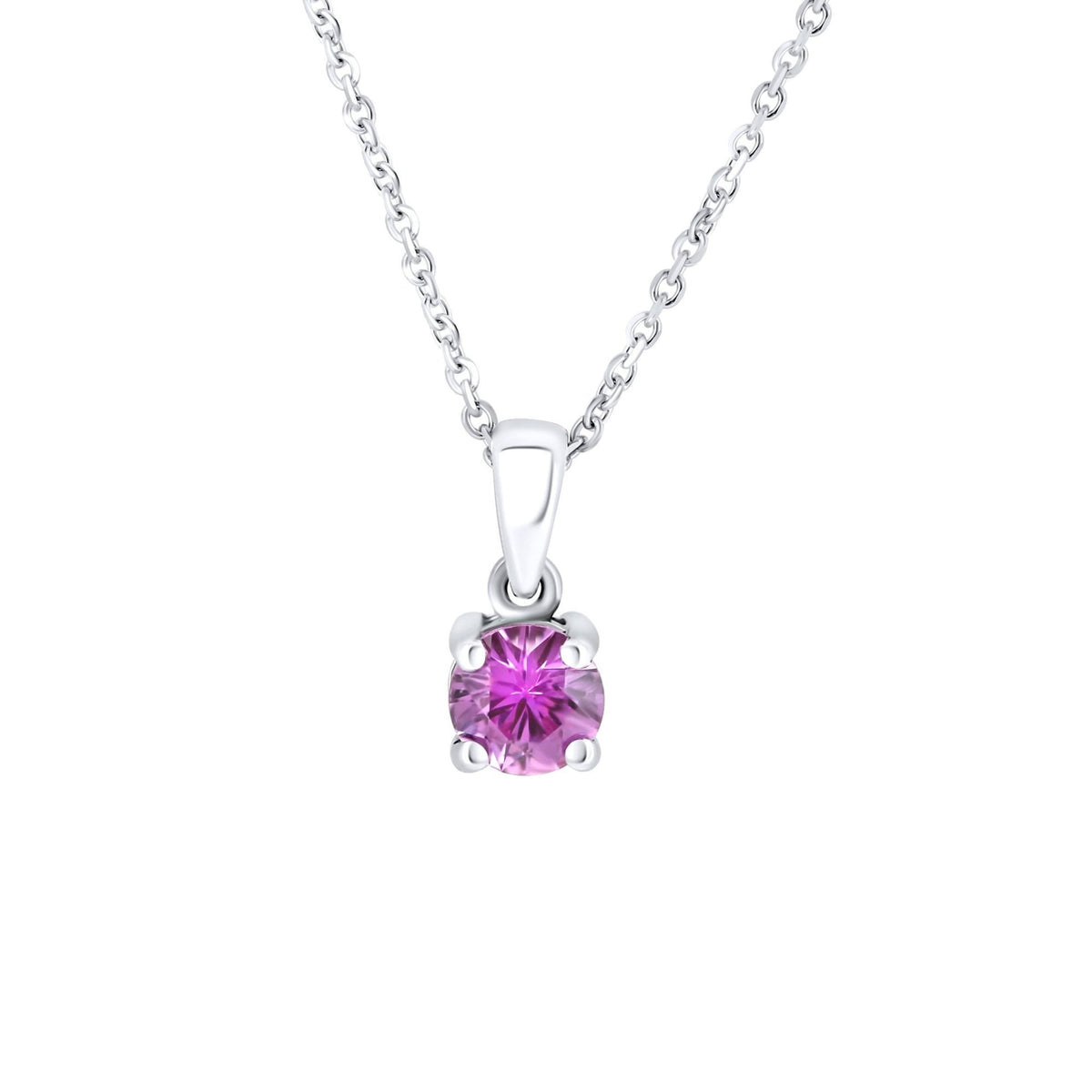 Platinum 5mm x 5mm pink sapphire pendant
