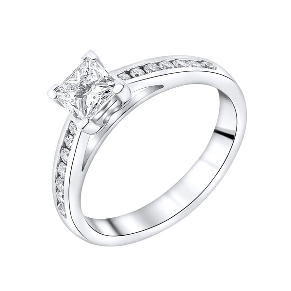 Platinum 0.70ct E SI1 GIA princess cut diamond ring
