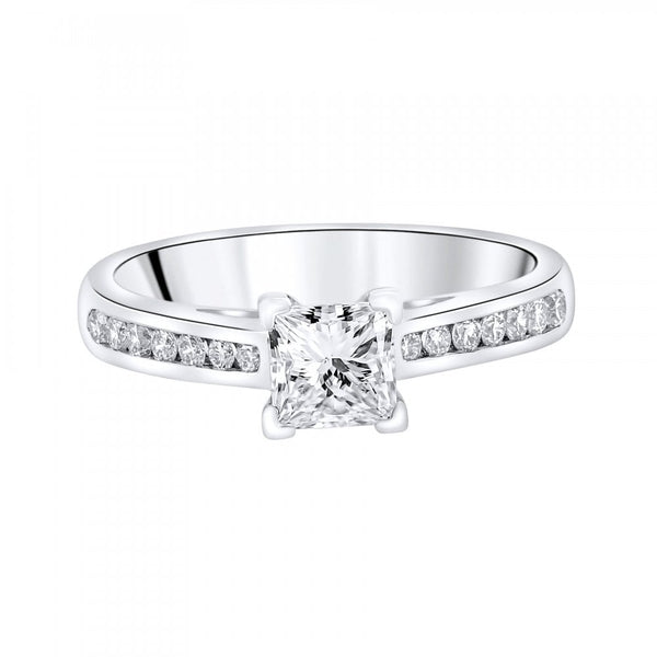 Platinum 0.70ct E SI1 GIA princess cut diamond ring