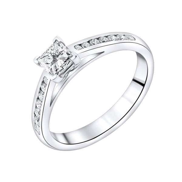 Platinum 0.50ct E SI1 GIA princess cut diamond ring