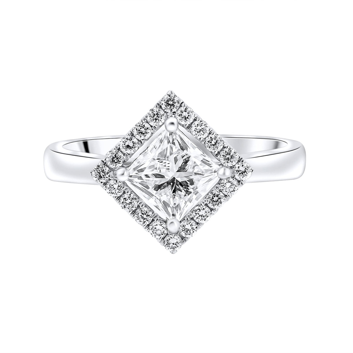 Platinum 1.01ct E VS1 EGL princess cut diamond halo ring