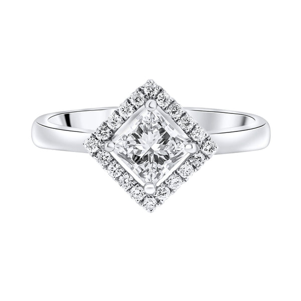 Platinum 0.55ct D VVS2 EGL princess cut diamond halo ring