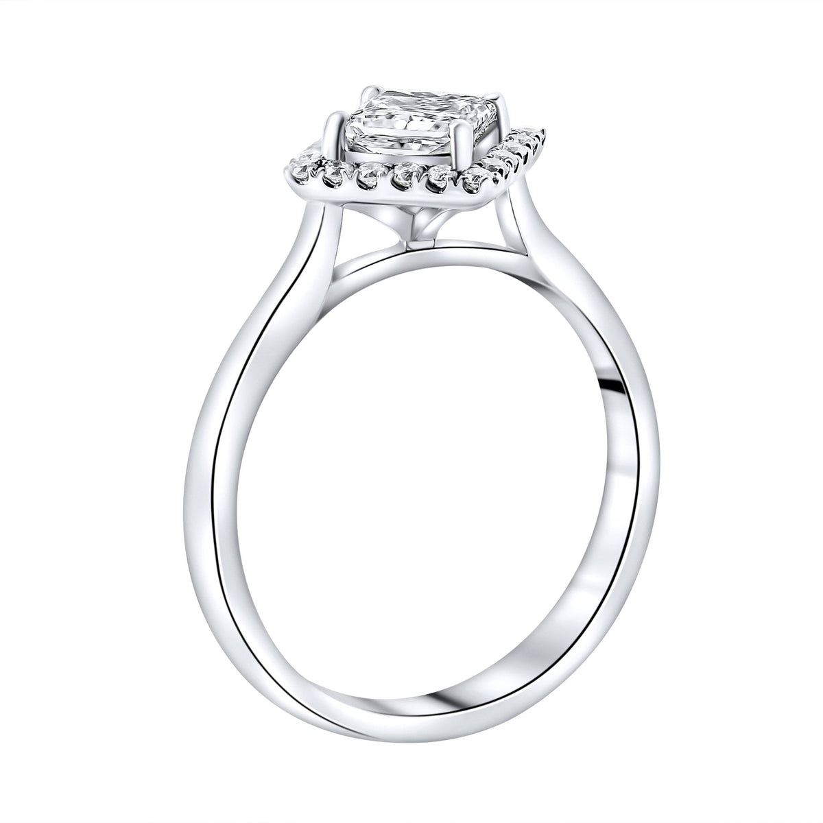 Platinum 0.55ct D VVS2 EGL princess cut diamond halo ring