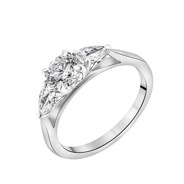 Lab grown platinum 1.23ct D VVS2 IGI round & pear diamond ring