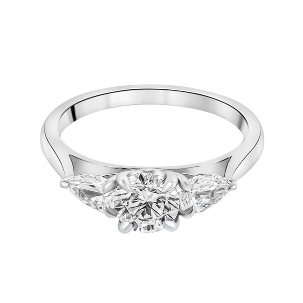 Lab grown platinum 1.23ct D VVS2 IGI round & pear diamond ring