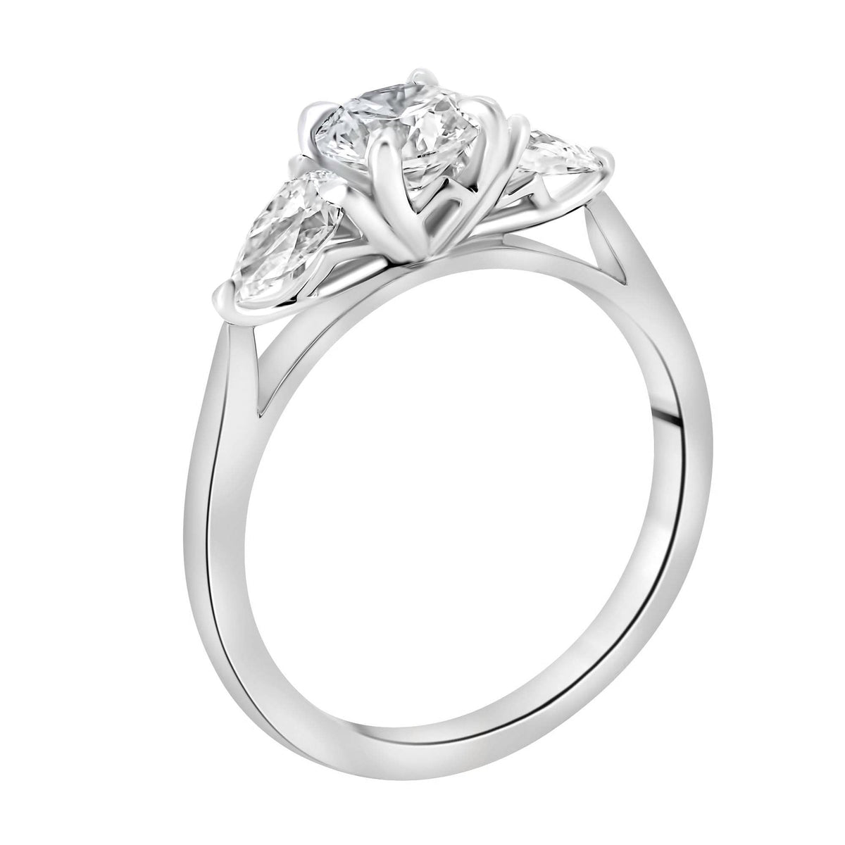 Lab grown platinum 1.23ct D VVS2 IGI round & pear diamond ring
