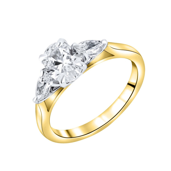 LG 18ct yellow gold 1.54ct D VVS2 oval & pear diamond ring