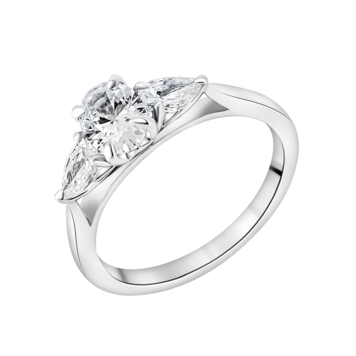 Lab grown platinum 1.23ct D VVS2 oval & pear diamond ring