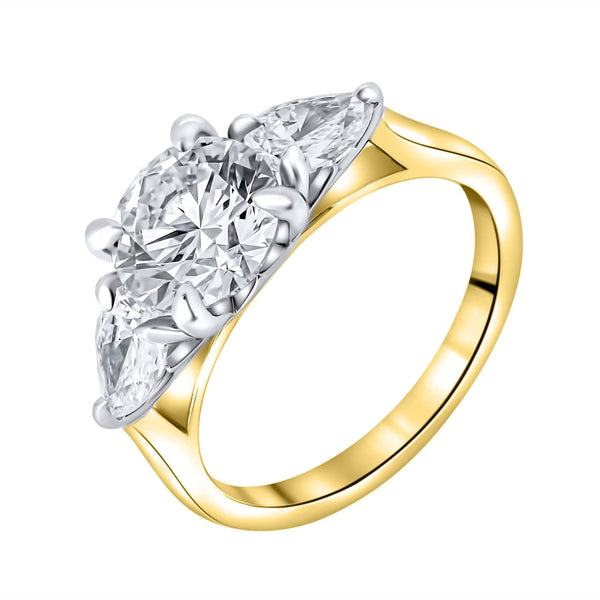 LG 18ct yellow gold 2.91ct D VVS2 round & pear diamond ring