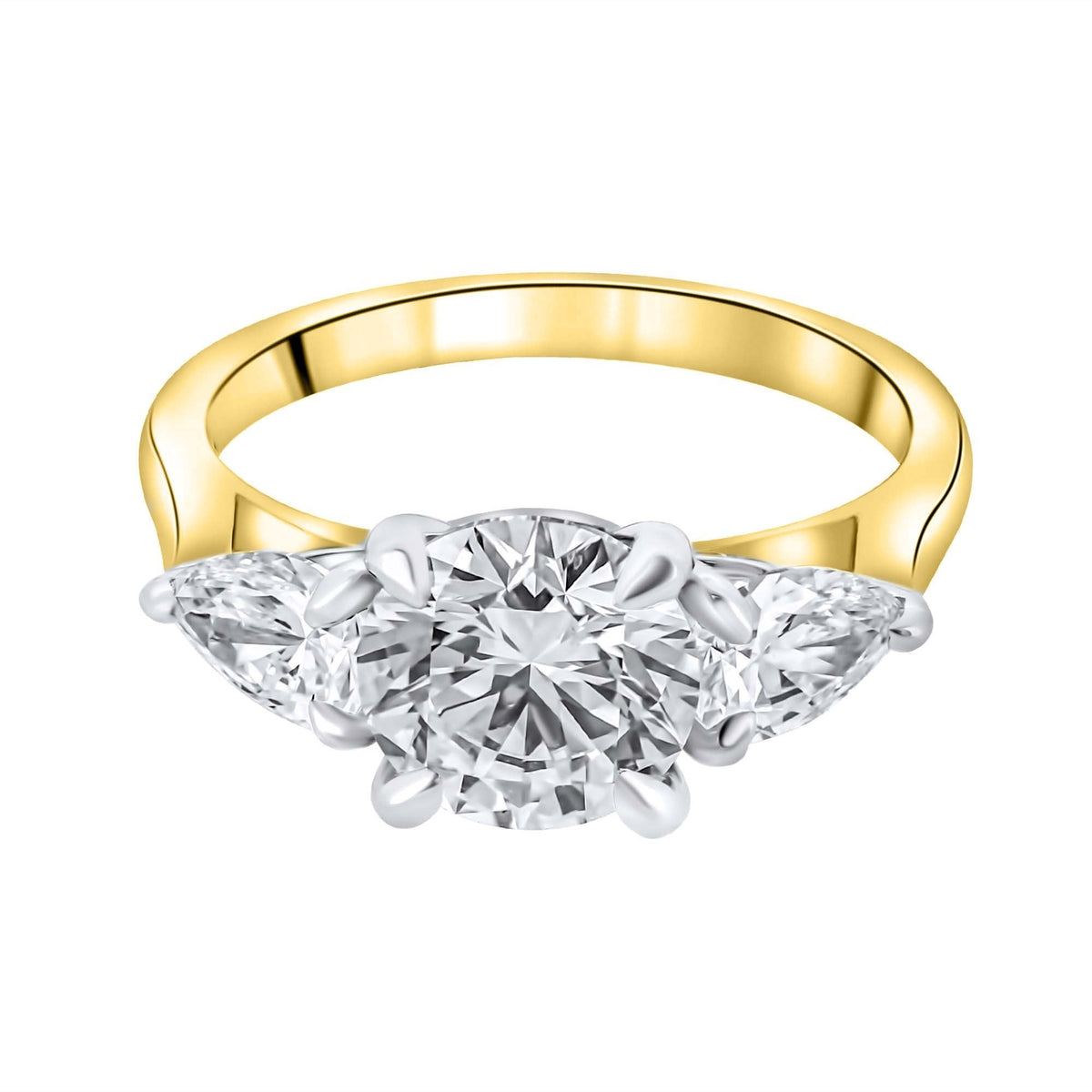 LG 18ct yellow gold 2.91ct D VVS2 round & pear diamond ring