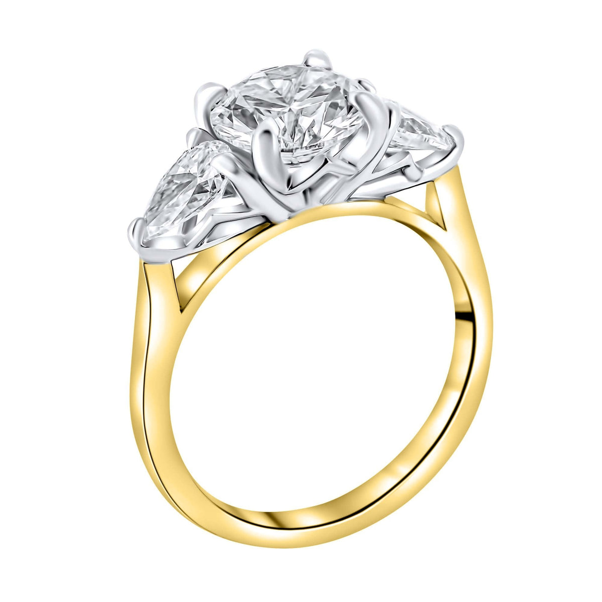 LG 18ct yellow gold 2.91ct D VVS2 round & pear diamond ring