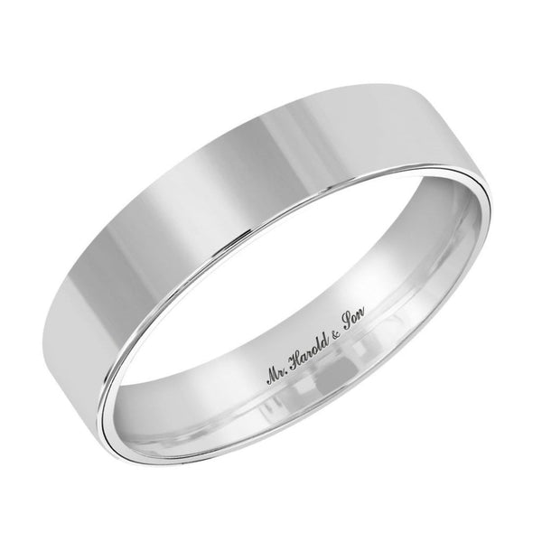 Platinum 5.0mm flat heavy weight court wedding ring