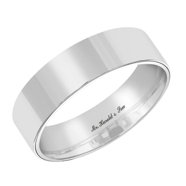 Platinum 6.0mm flat heavy weight court wedding ring