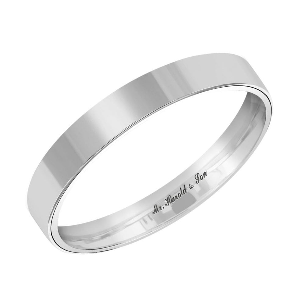 Platinum 3.0mm flat heavy weight court wedding ring