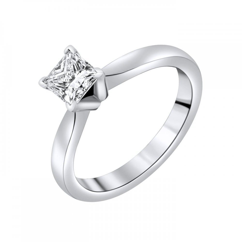 Platinum 0.70ct D VS2 EGL princess cut diamond ring